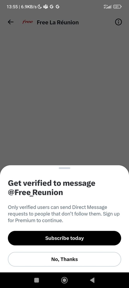 MatthieuCoder's tweet photo. @Free_Reunion Bonjour, ce n'est pas possible sans payer la version premium https://t.co/7inq0AKt5v