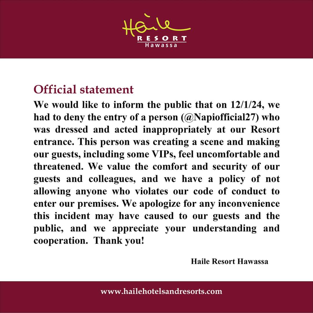 MathewosDesta2's tweet image. It's good @Haileresort has replied promptly to a #TikToker, #Napi, who tried to defame the @Haileresort.
I say this to the guy; you don't belong in #Ethiopia, go back with your so called 'I Don't Want Peace, But Problems'. We've our own problems & don't want yours.
@HaileGebr