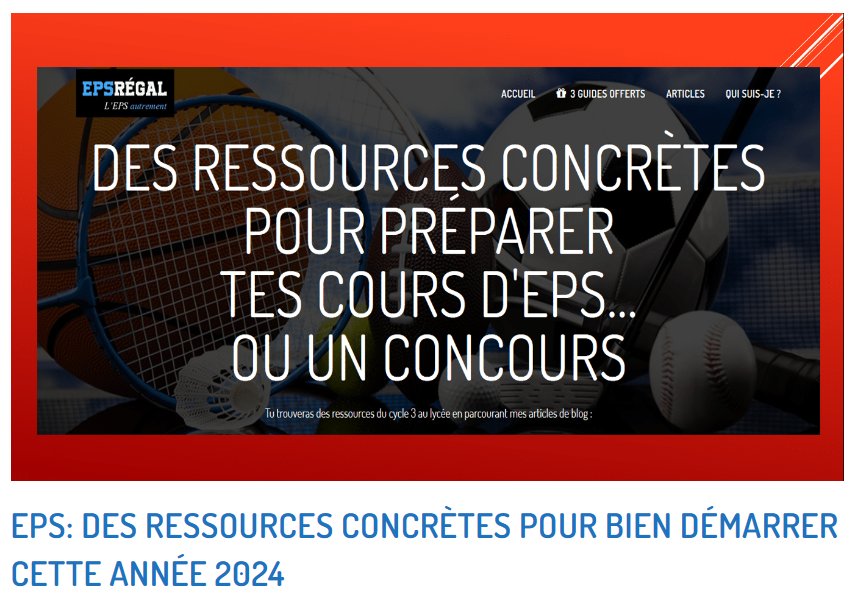 GalekRegis's tweet photo. Article qui synthétise toutes les ressources concrètes (classées par thématiques) présentes sur le blog EPSRÉGAL 😉
https://t.co/hKUwqHX6gl
Belle année 2024! 😊
#eps #enseignantseps #capeps #agregationeps #profeps #etudiantstaps
#staps #enseignereps https://t.co/vt40nOWRMA