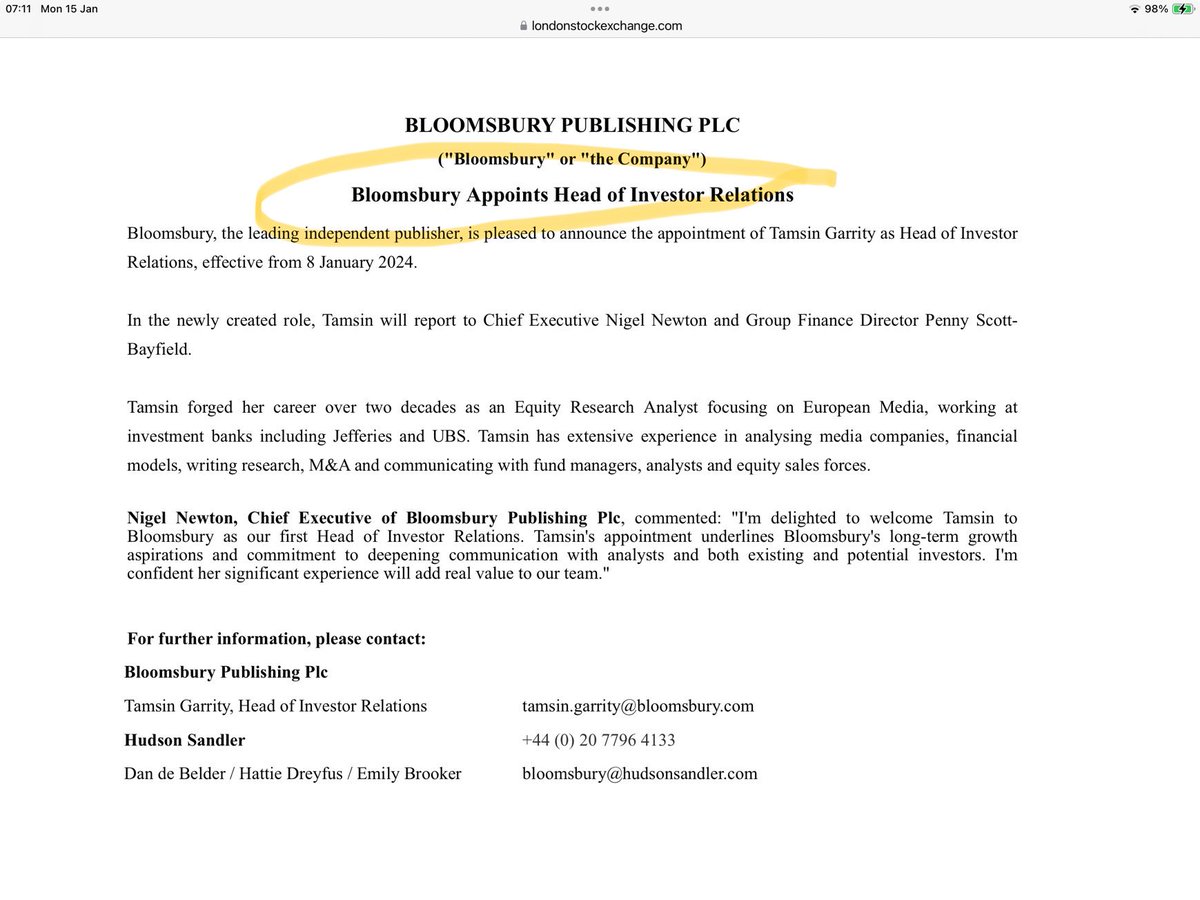 rhomboid1MF's tweet image. #BMY obviously this👇 deserves a full RNS …none of that GNW nonsense..start as you mean to go on Tamsin🙂