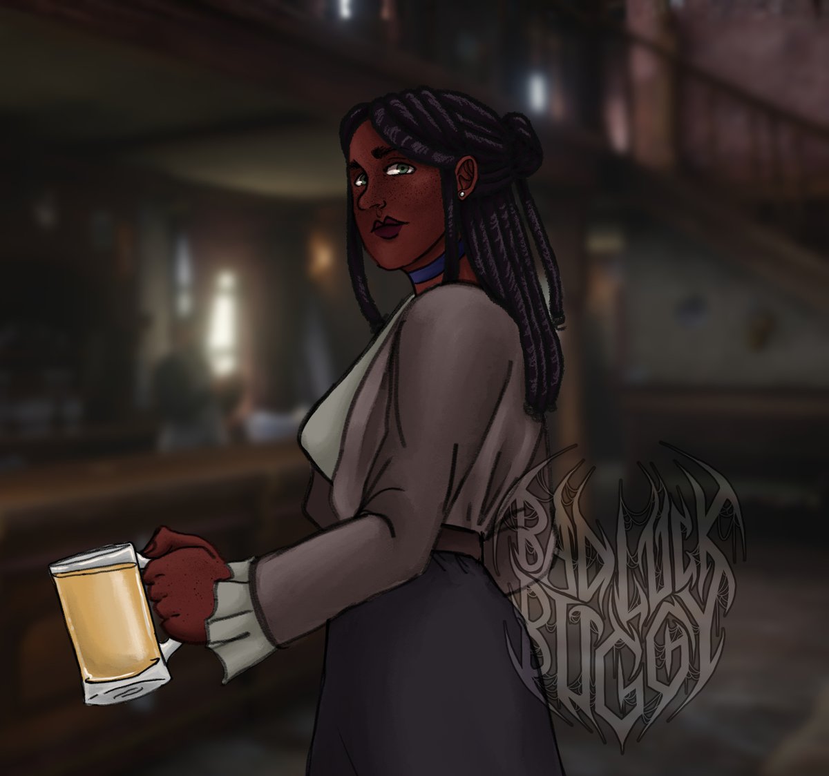 VIDE0VAMP's tweet photo. suspect #4: Marigold "Mary" Whittaker
age: 33
occupation: sole owner of only bar in town - Whitt's Spittoon
alibi: managing a party at the saloon - confirmed
motive: victim owed suspect quite a lot of money in unpaid tabs and gambling debts
#MyCowboyMyKillerVN #MCMK https://t.co/xLgBEJVYvR
