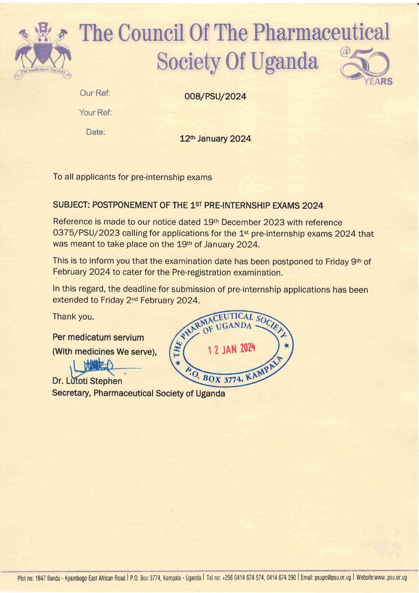 Postponement of the 1st Pre-Internship Exams 2024