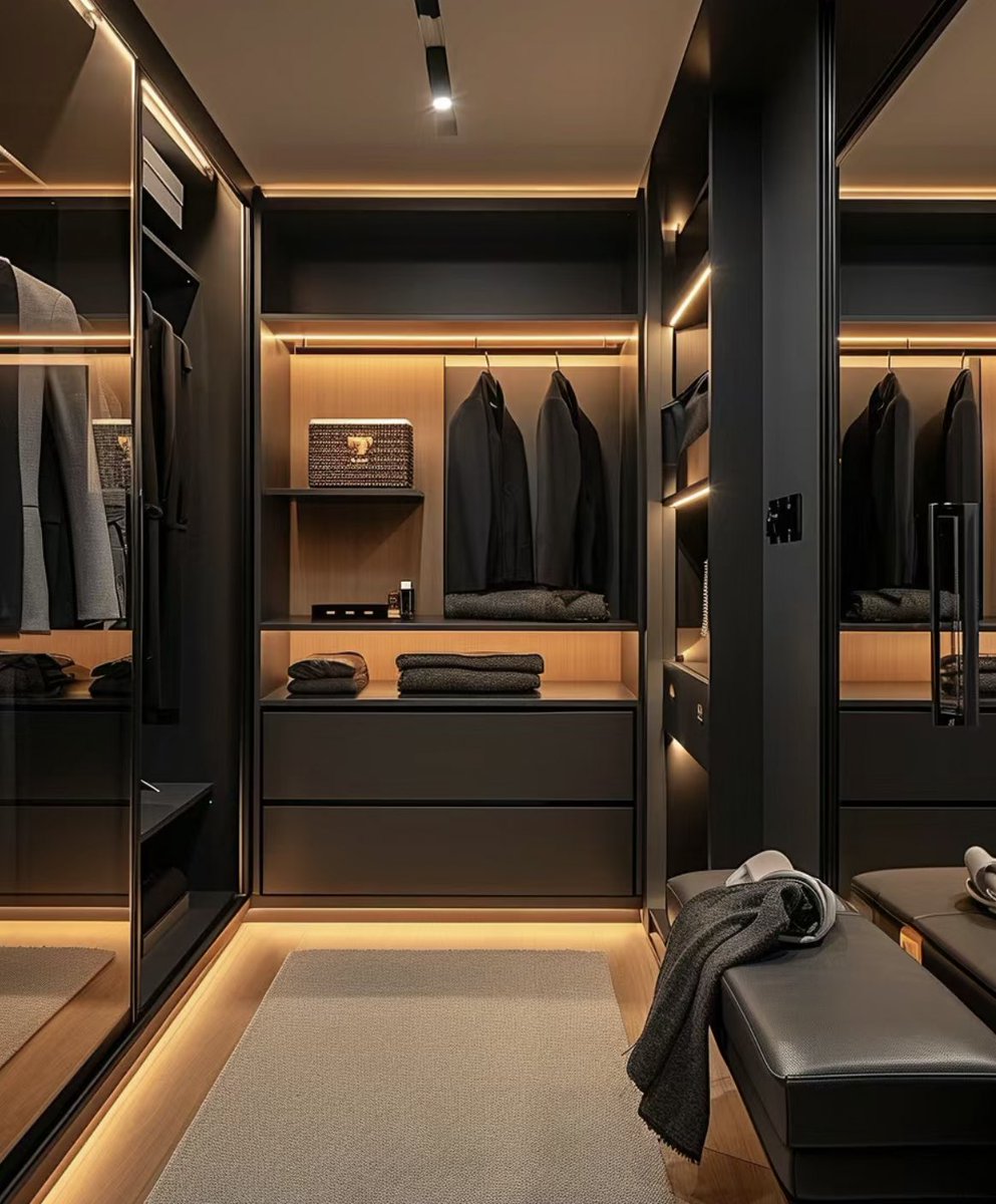 Emilylighting88's tweet photo. With the combination of cabinets and strip lights, an impressive high-end lighting effect is created in the wardrobe.#cobstriplight #ledstriplight https://t.co/reVgGaGRRy