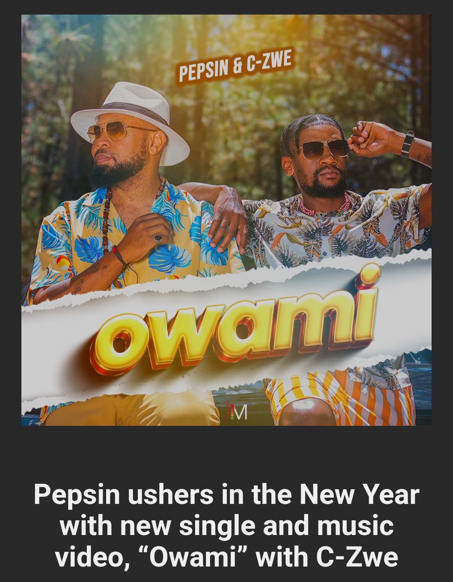 sapr_africa's tweet photo. #PressRelease 🗞📰

Multi-award-winning reggae/dancehall star, Tebogo Montse aka @pepsin_SA, teams up with R&B musician Thulasizwe Sibeko aka C-Zwe, on beautiful love track “Owami”, out now with visuals. 

“We are versatile global creatives who can blend sounds to create our own. We can’t wait for the world to hear this,” expresses Pepsin & C-Zwe.

Following his #SAMA29 nomination in the Best Reggae Album category, Pepsin continues to be a pioneer and disruptor in his field. 

Link: https://t.co/RGSORQGQAq
