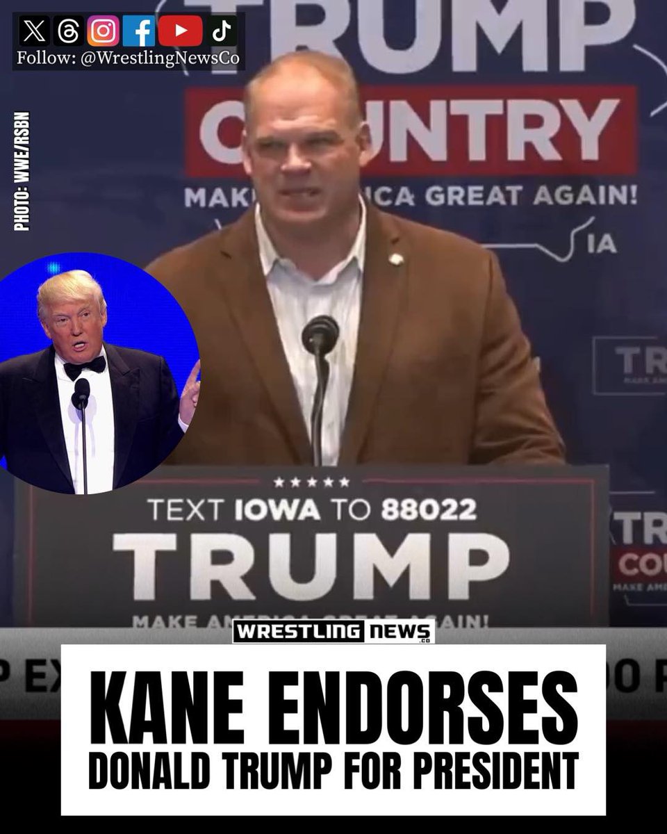 WrestlingNewsCo's tweet photo. Kane endorses Donald Trump for President. https://t.co/XsBdpI6CWN