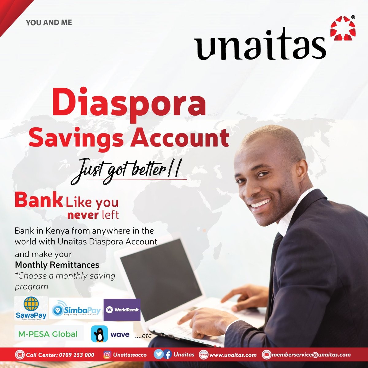 Unaitas's tweet photo. "It's not about how much money you make, it's how you save it."
Are you in diaspora and you would like to save in your country?Talk to us today and open a diaspora account.
#Unaitas@30
#BringingDreamstoLife
#UnaitasYouandMe https://t.co/yMQMmNAVdg