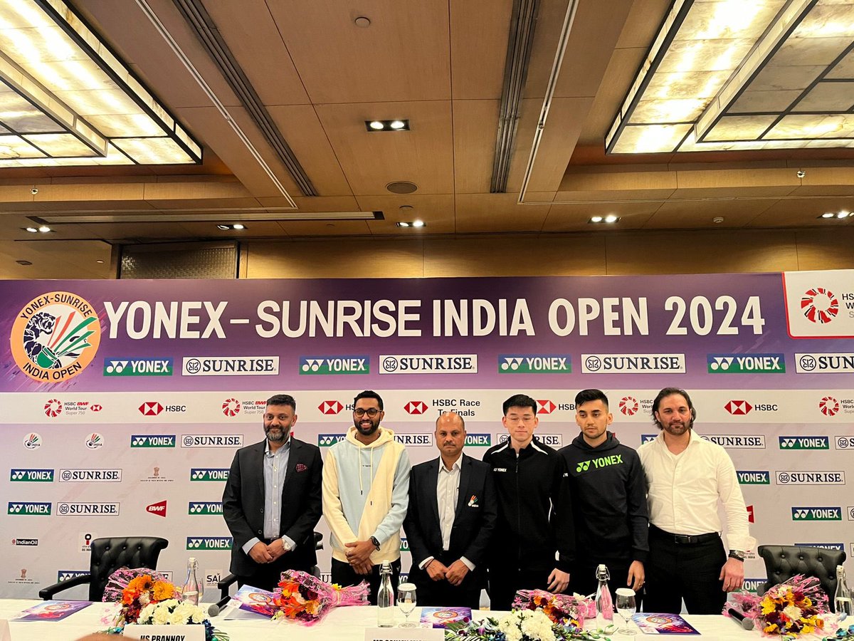 Glimpses from Today’s Press Conference of #IndiaOpen2024 #Badminton #HSPrannoy #LakshyaSen #Badminton