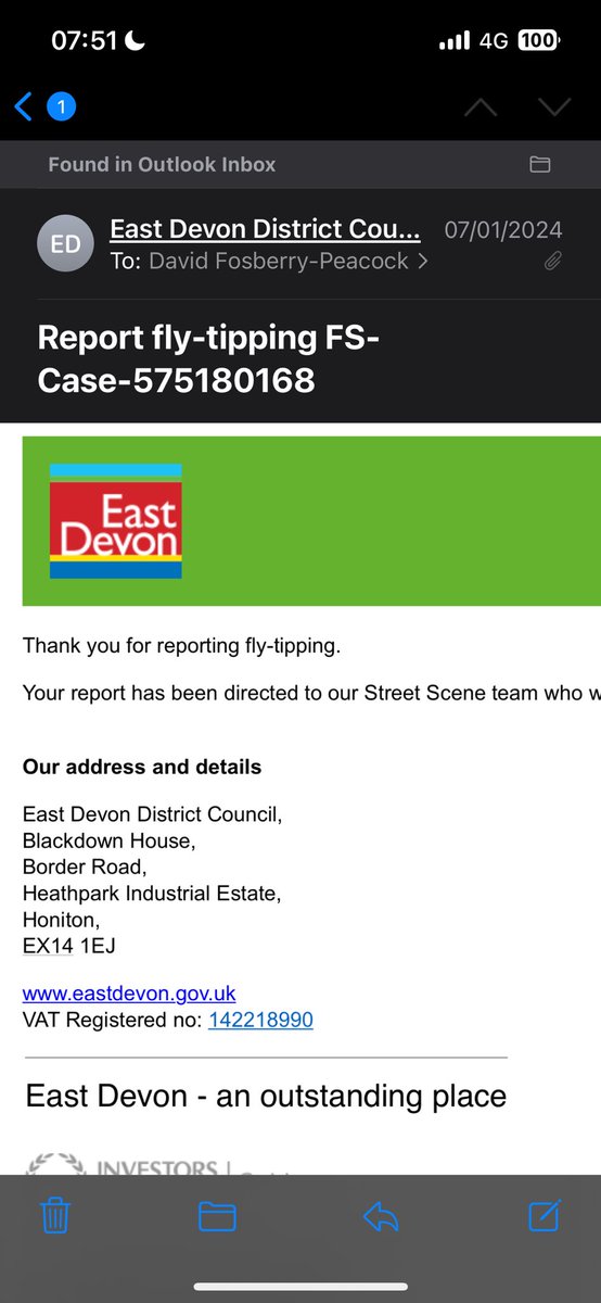 OfficialDGSFP's tweet photo. @eastdevon I reported fly tipping on 07/01/2024 but still no reply? https://t.co/oMKdpxDNfu