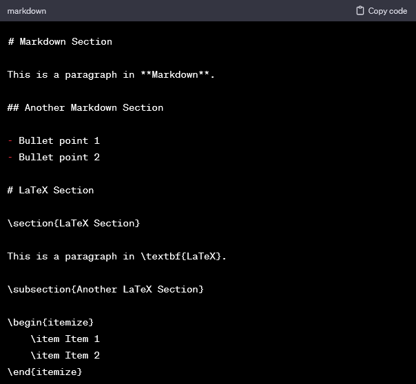 CitezenB's tweet image. Markdown and LaTeX can be used interchangeably in one text file. This is  possible because Pandoc supports  mixing Markdown and LaTeX syntax in a single document. Pandoc will  intelligently handle the conversion based on the syntax used in each  section 🤯 #LaTeX #pandoc
