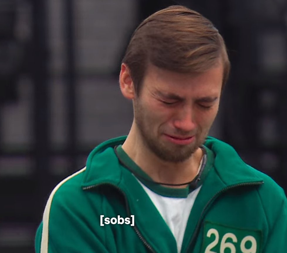 aimeeverayo's tweet photo. Ok but player 269 from #squidgamethechallenge is literally the human embodiment of water guy from elemental https://t.co/yh7PqV6owU
