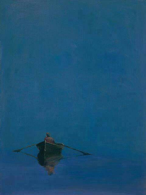 US painter Anne Packard (b. 1933)
 'Rowing boat on Blue' #WomensArt #BlueMonday
