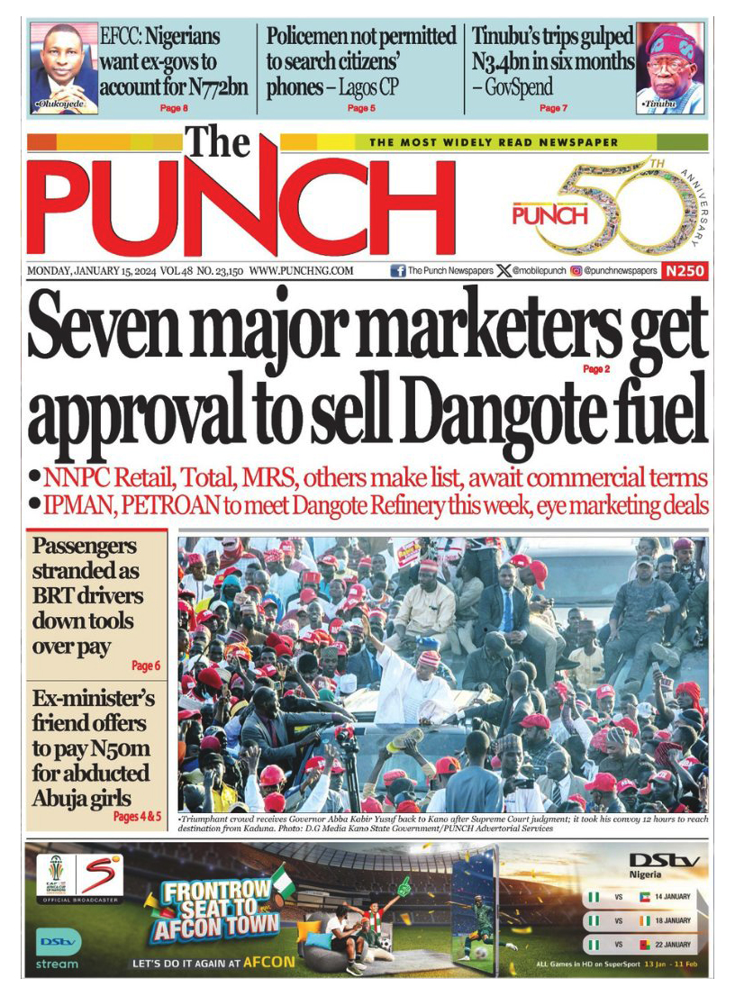 JMVCNetwork's tweet photo. 15 | 01 | 2024 
#Newspaper #Headlines https://t.co/qmUfTjgIfh