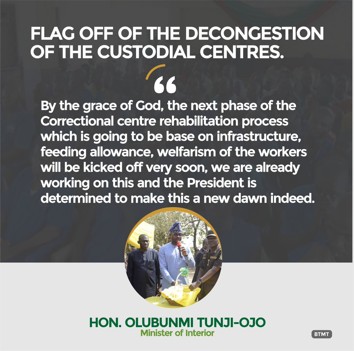 CYM2023's tweet photo. Taking advantage of the extant and available laws to put smiles on the faces of Nigerians who would otherwise remain incarcerated due to inability to pay fines.

#ImpactOfBTO
#ThankYouPBAT 
#CorrectionalCentreReform
#RenewedHopeWithBTO https://t.co/dhQBHSP6mR