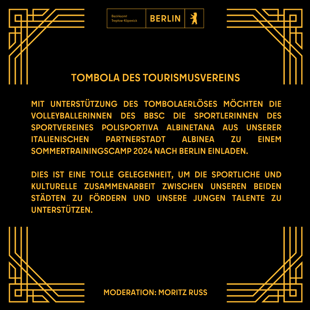 BaBerlinTK's tweet photo. 📆 Wir laden Sie herzlich ein zu unserem #JAM2024 am 27.01. im Rathaus #Treptow.
Freuen Sie sich unter anderem auf das Berolina Chorensemble 🎺, eine Tombola vom Tourismusverein Treptow-#Köpenick 🎁 und einen Zauberer. 🎩 💫 🔮
Weitere Informationen unter https://t.co/3VEpdntY8O https://t.co/rte3RdgEAC