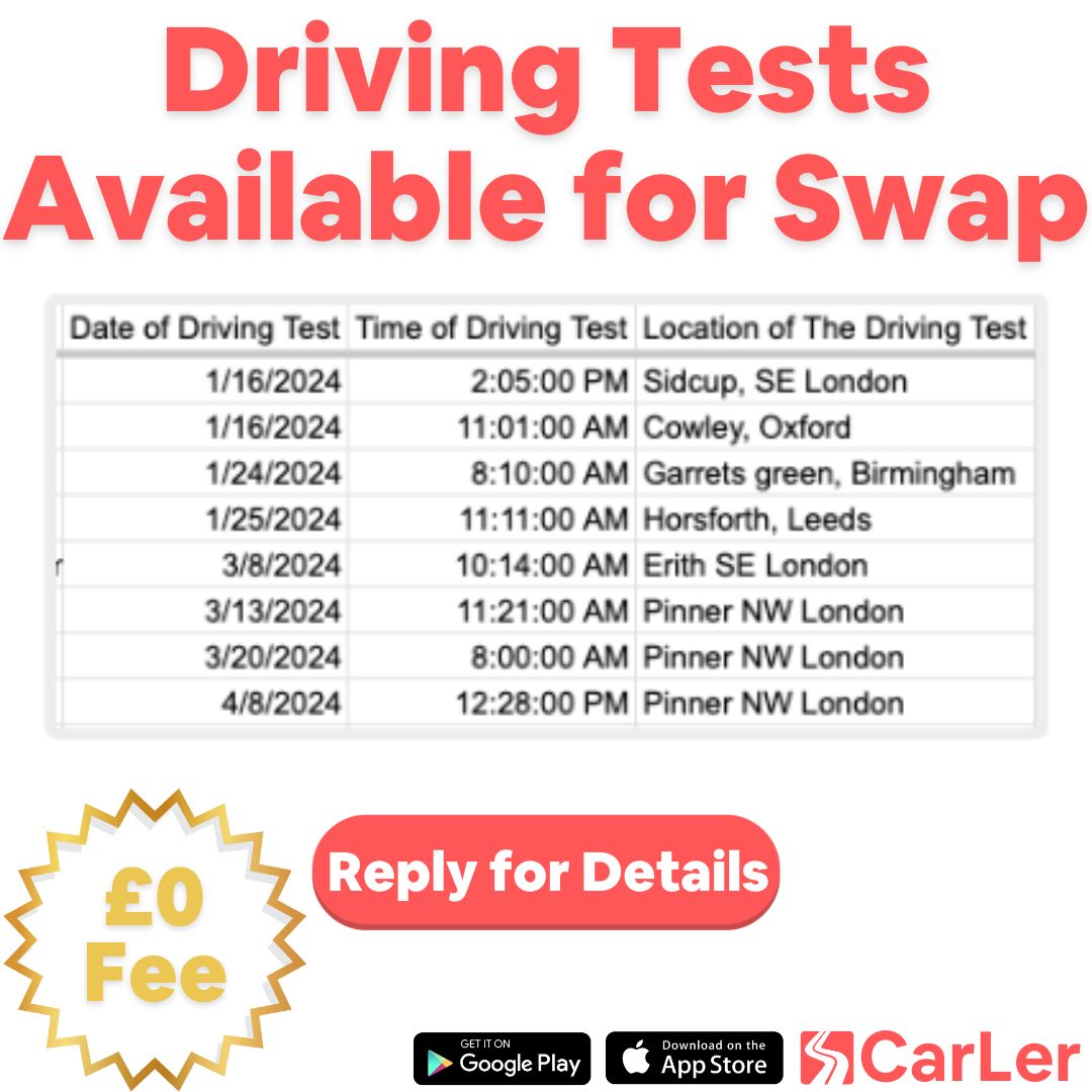 We have available driving tests to SWAP ↔ 🚗
DM if you are interested 💬🌟
#DrivingTest
#RoadTest
#DrivingSkills
#RoadSafety
#LicenseToDrive
#BehindTheWheel
#DrivingExam
#DriveSafe
#LearnToDrive
#RoadRules
#DrivingSchool
#DrivingTips
#PermitTest
#DrivingJourney