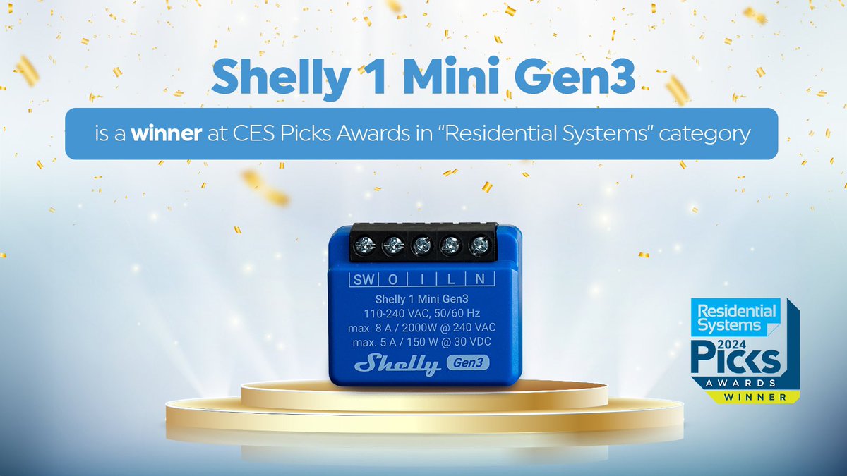 Shelly on X: We're thrilled to share that Shelly 1 Mini Gen3 is a