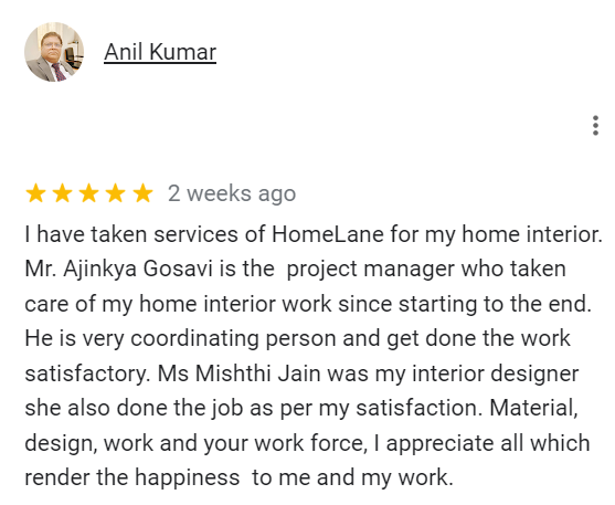 homelanedecors's tweet photo. We're glad that you had a wonderful experience at Homelane. Thank you for the glowing 5 star review. We appreciate your trust in us. #Homelane #Interiors #Customersatisfaction #Modularkitchen #Luxuryhomes 💫💐🏘️ https://t.co/q4TB0GUcyQ