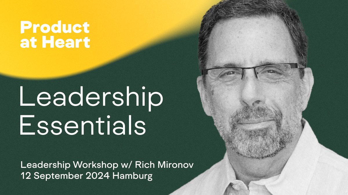 For the first time we'll be offering a workshop purely focused on the needs of product leaders (CPOs, VPs, HoP etc.) and we are very glad that none other than <a href="/RichMironov/">Rich Mironov</a> will be our instructor teaching Product Management Leadership Essentials.
🎟️ productatheart.com/workshops