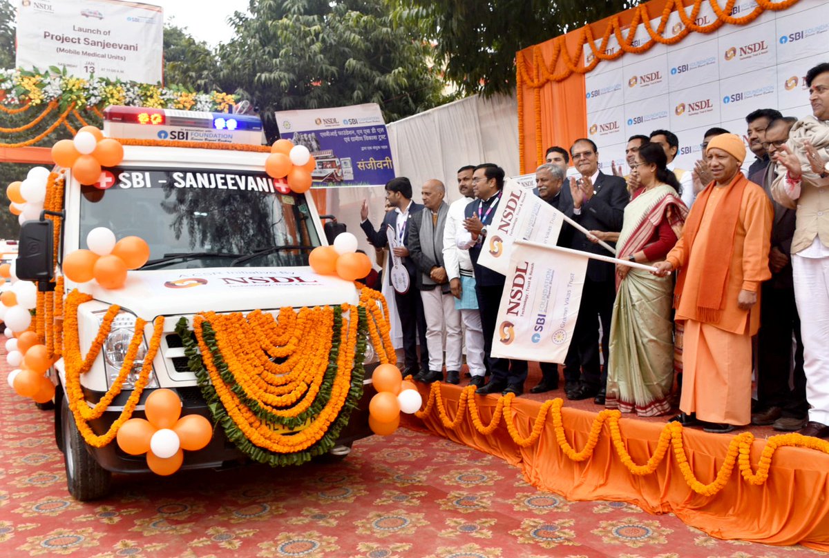 GVT_India's tweet photo. GVT is honored to announce the flagging off of our 2 Mobile Medical Vans by the Honorable Chief Minister of UP Shri Yogi Adityanath ji on 13th Jan 2024 in Gorakhpur
The van run in association with @SBI_FOUNDATION and @NSDL_Depository shall serve in Gorakhpur &amp; Chandauli https://t.co/GNVmUrtGUH