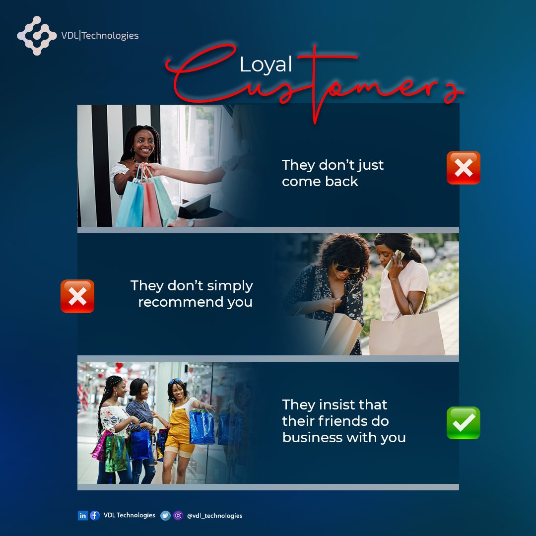 vasdigimobility's tweet photo. Aim to keep loyal customers this week and beyond. To know more about how to reward them, send an email to info@vdltechnologies.com

#businessgrowth #mobilemarketing #mobiletechnology #naijamarkets #lagosbusiness # https://t.co/K1dJIIXjEF