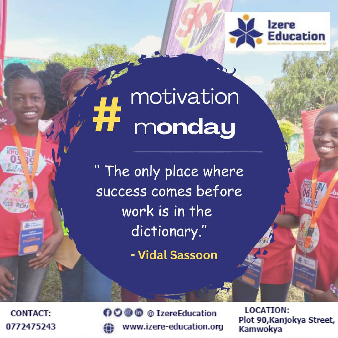IzereEducation's tweet photo. "Fuel your Monday motivation with a powerful reminder from Vidal Sassoon: 'The only place where success comes before work is in the dictionary.'Let's kick off the week with determination and the belief that our efforts pave the way for success!💪✨ #MondayMotivation #izere https://t.co/OM30Q0dxkf