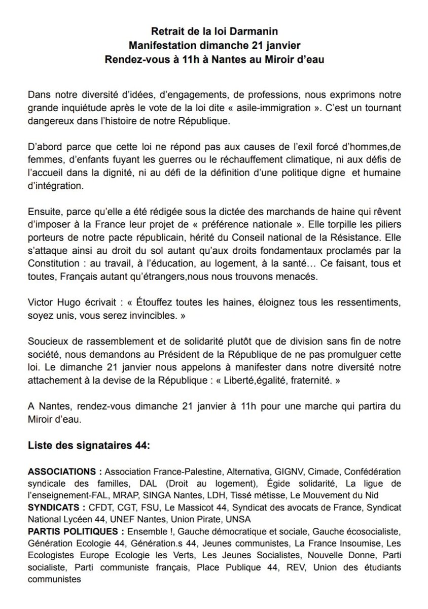Robin_Salecroix's tweet photo. ❌ Dans le cadre d'un appel large et rassembleur, les communistes seront mobilisés le 21/01 pour exiger le retrait de la loi "immigration". Unis dans notre diversité, pour défendre les valeurs universelles de la République : "Liberté, Égalité, Fraternité". https://t.co/W4VqEpRo42
