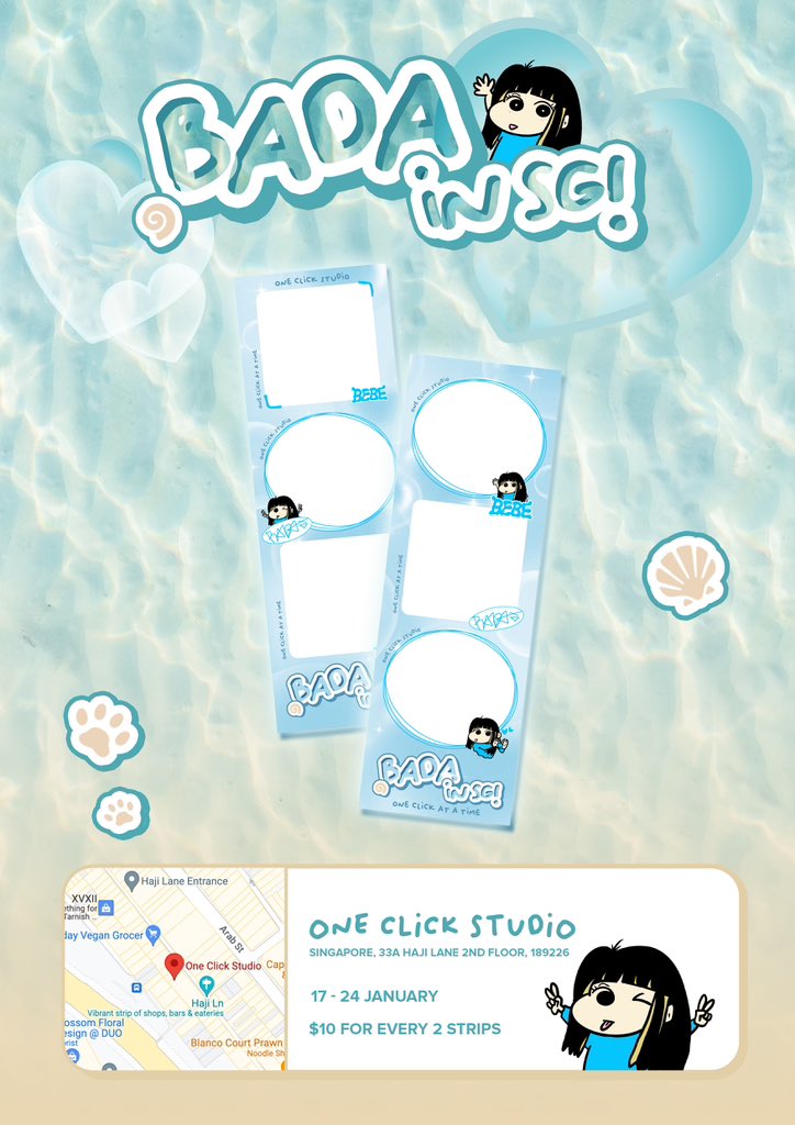 badaleesg's tweet photo. — bada in sg 𐙚 ‧₊˚ ⋅
photobooth event 

바다 싱가포르 포토 프레임 이벤트를 진행합니다!

🌊 17 - 24 jan 
📍oneclickstudio (haji lane | 189226 )

#BADAINSG #SINGAPORE
#BADA #LEEBADA #스우파2 #이바다 #바다 https://t.co/rhv82BPGOI