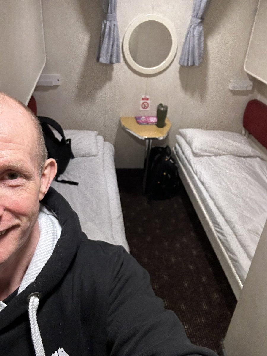 wheresw90458208's tweet photo. Well another week starts with adventure, on the sailing to Guernsey for a week of work and exploring. Still feel like I’ve got jet lag after the weekend, but bike and daps packed to explore the island #Guernsey #ferries #sharedcabin https://t.co/z0JSsVoVhk
