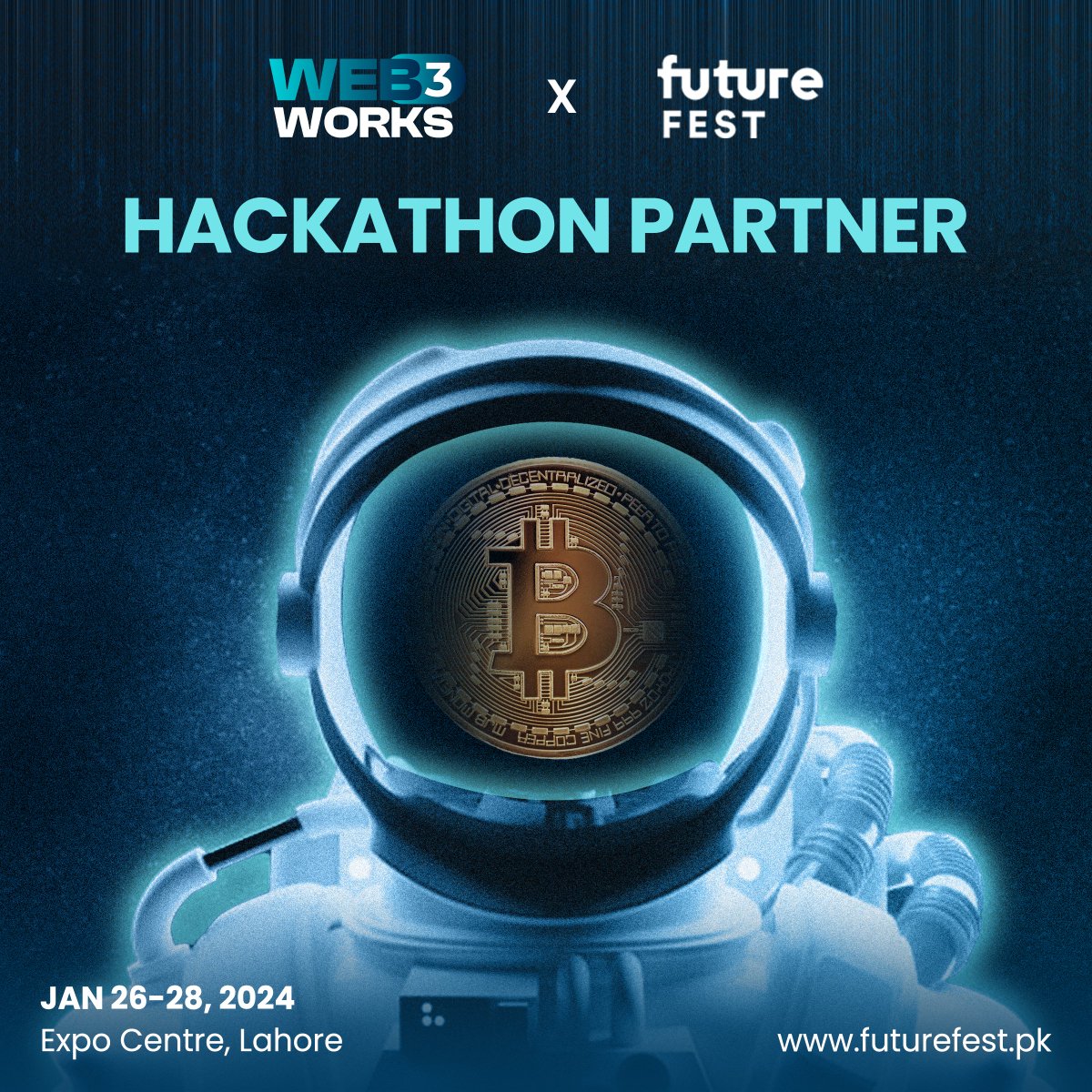 web3workspak's tweet photo. @Web3Works x @FutureFestpk

We are proud to be the Hackathon Partner of Future Fest 2024

Are you ready to Fest again? Pakistan's largest tech event is coming back for the 3rd year - lighting up Expo Center, Lahore, from 26-28 January 2024.

#Web3Pak #Web3Works  #FutureFest2024 https://t.co/5U5gWk6b7w