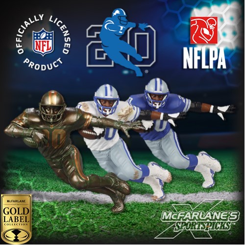 🏈 Barry Sanders (Detroit Lions) McFarlane NFL Series 1 Set (3). Includes White Jersey, Blue Jersey (GOLD LABEL) and Bronze (GOLD LABEL) Barry Sanders. clarktoys.com/barry-sanders-…