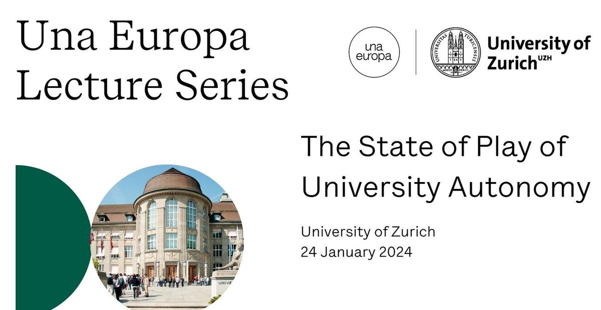 📅 The @UZH_en proudly presents the first 'Una.Lecture' in Switzerland on January 24th, featuring @thomasestermann from the European University Alliance (EUA) who will speak about the state of autonomy of universities in Europe. Register now to attend: uzhalumni.ch/events/133052