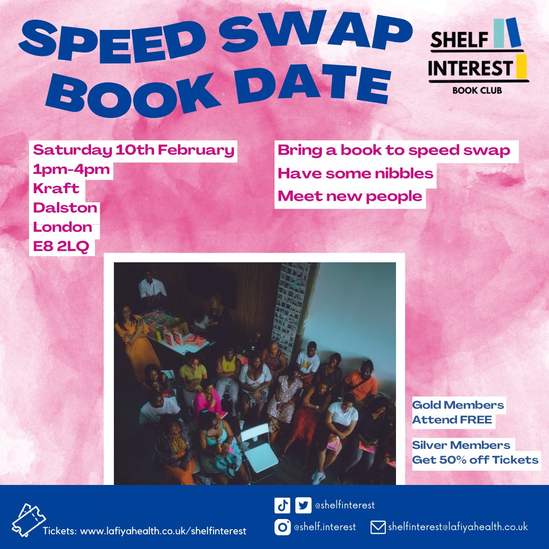 With Valentine’s Day approaching, we’ve planned a special speed-date-styled book swap event! 💝📚

Come along if you’re a lover, reader, socialite, or any combination of the three! 🥰

📆: Sat 10th Feb at 1pm

📍: Kraft Dalston

Tickets 🎟️: lafiyahealth.co.uk/event-details/…