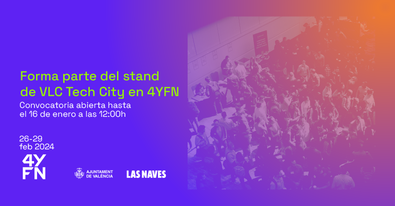 📢 ¿Quieres participar en el stand valenciano en #4YFN24? Inscríbete hasta mañana 16/01 y ayúdanos a mostrar el potencial de #VLCTechCity en este gran foro de #startups que se celebra en el marco de @MWCHub. Toda la información aquí 👉 lasnaves.com/convocatoria-a…