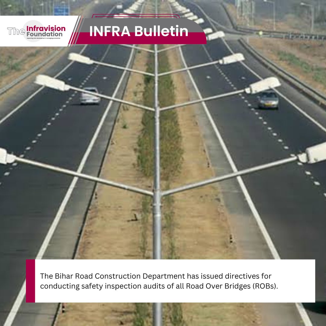 Start your week with #InfraBulletin for latest infra news.
#urbaninfrastructure #dwarkaexpressway #nh8 #gmda #railwayministry #memu #memutrain #biharroadconstructiondept #brcd #roadoverbridge #infrastructure