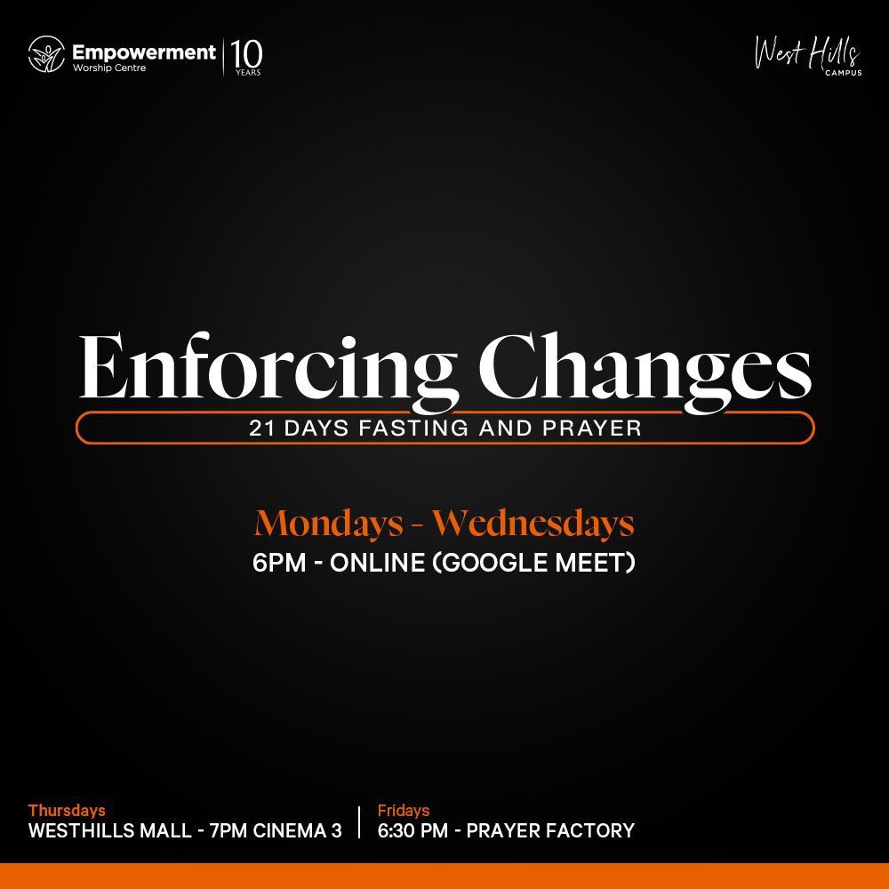 EWCWestHills's tweet photo. Day 7 of our 21 days of fasting &amp; prayer journey. Connect with us in prayer on google meets @ 6pm to enforce a change in your life! 

#Day7
#21daysofFasting&amp;Prayer
#EwcWestHillsCampus https://t.co/APHeXWlTp6