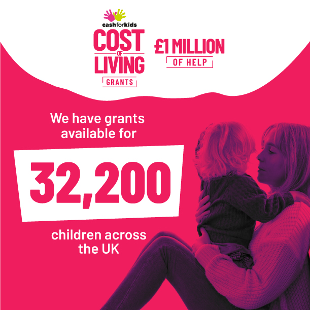 Thanks to your amazing support throughout 2023, today we've opened applications for grants to help families.

Schools, GP's, social services teams and others can apply to support those who are really struggling.

You can find all the details at cashforkids.org.uk/cost-of-living
