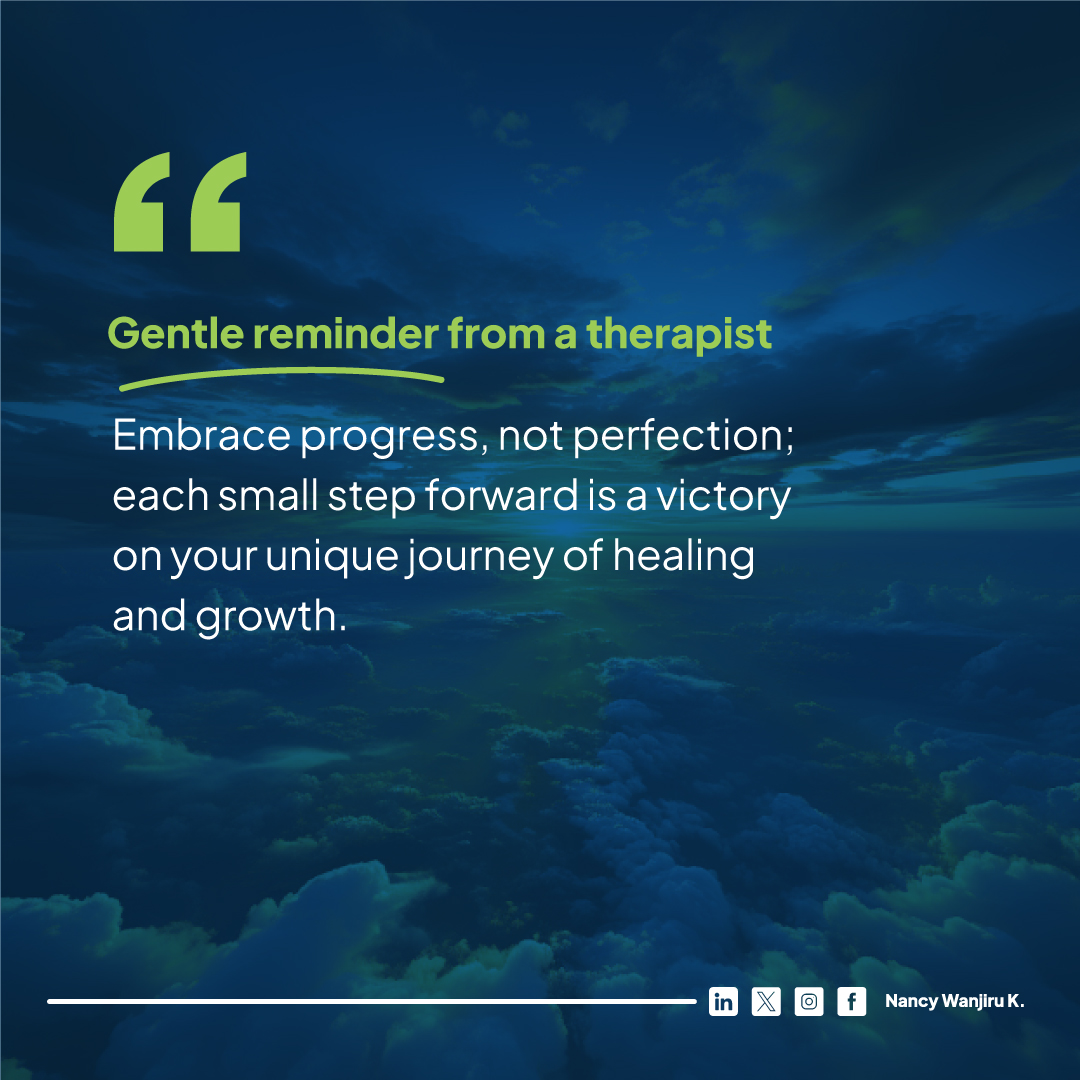 Perfect doesn't exist in healing &amp; growth. Cherish your progress! Each tiny step forward is a triumph on your remarkable voyage. Be patient with yourself, embrace change, and remember victories come in many forms.  #healingjourney #progressnotperfection 

hisia.co.ke