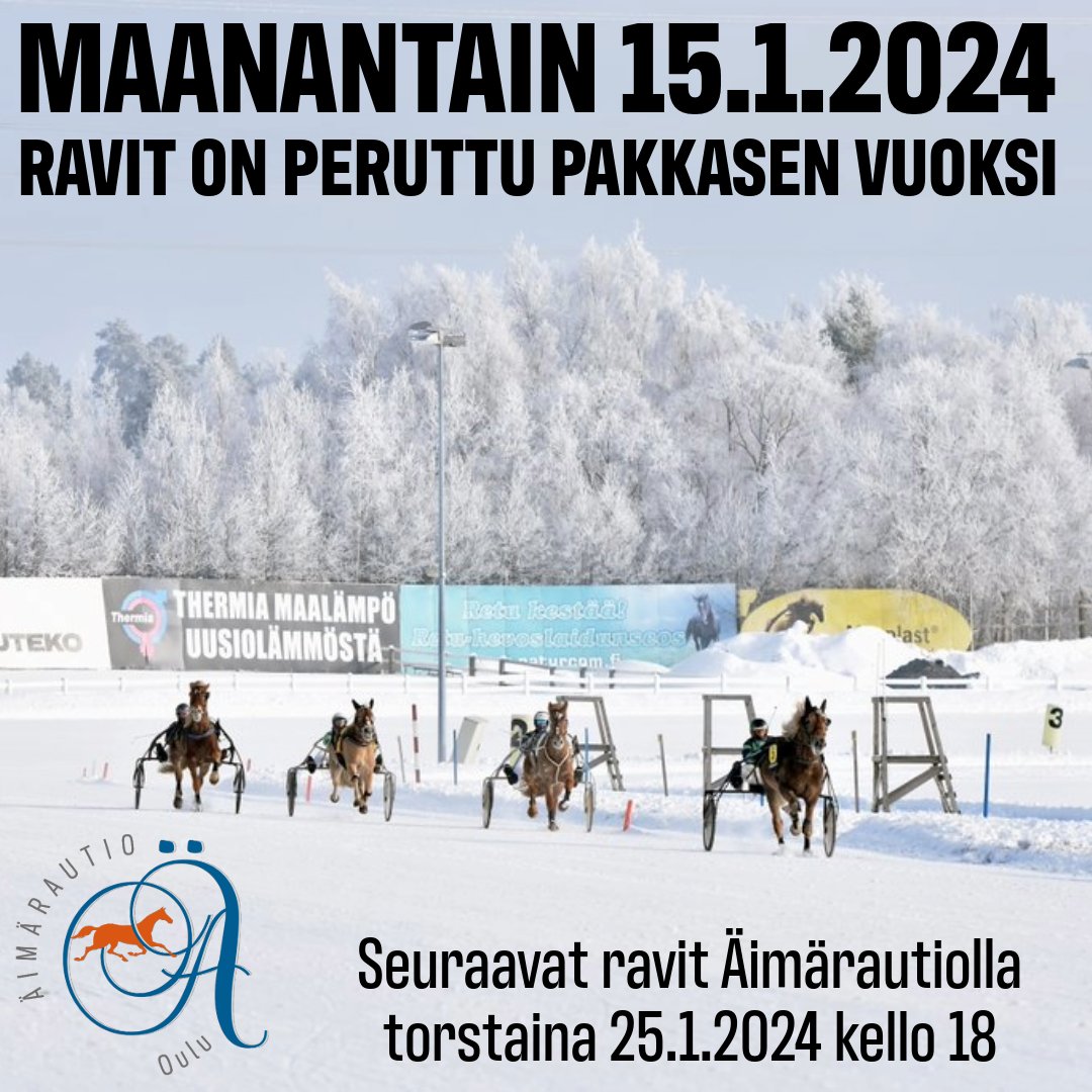 Illan ravit on peruttu pakkasen vuoksi!

oulunravit.fi/uutiset/maanan…

#ravit #Oulu <a href="/raviurheilu/">Raviurheilu - Suomen Hippos</a>