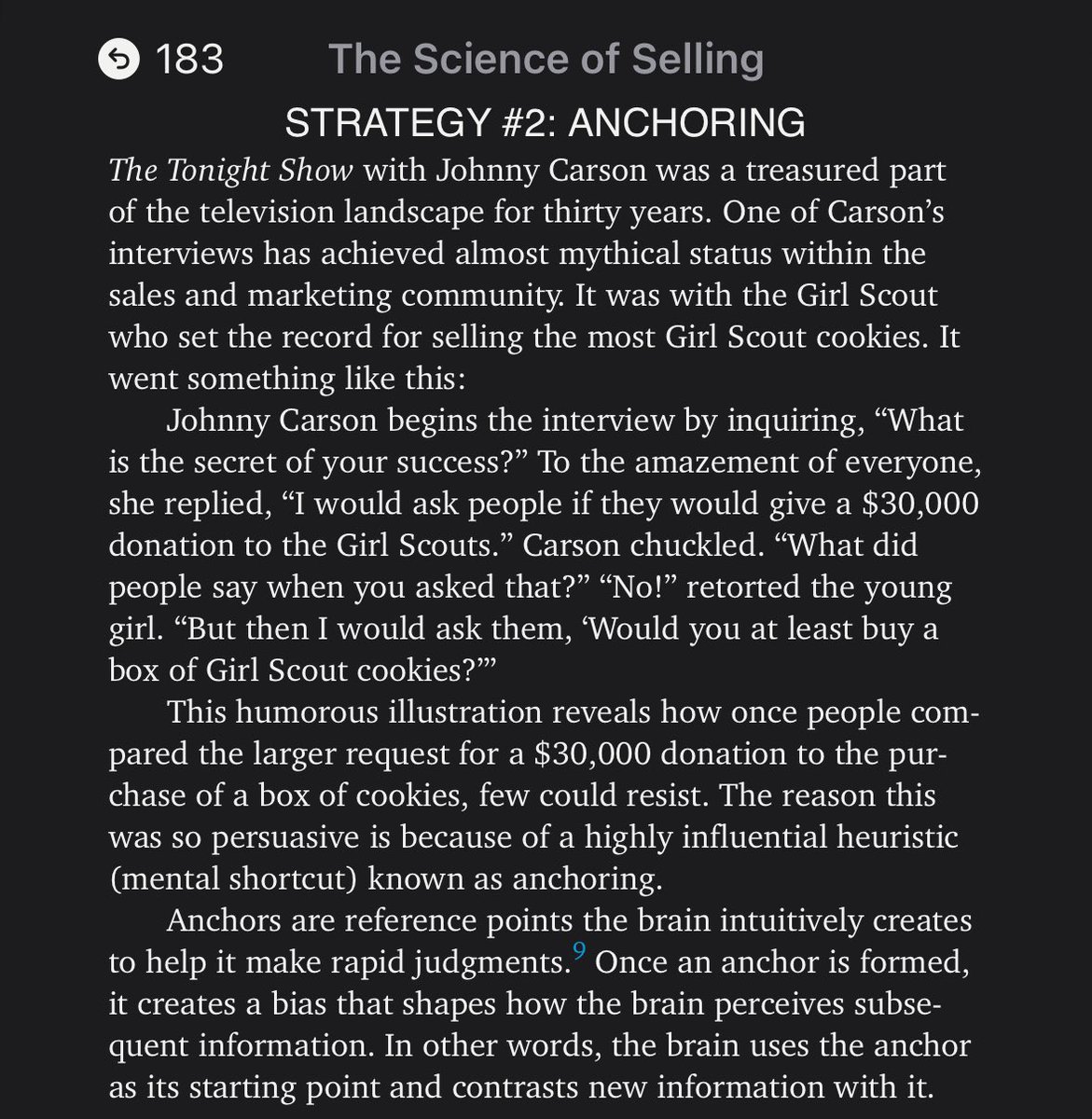 Brilliantly creative example of using anchoring to achieve a desired outcome.

From the highly recommend book ‘The Science of Selling’ by @Davidhoffeld