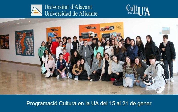 Cultura en la UA (@culturaenlaua) on Twitter photo Exposicions, xarrades, tallers, concerts... Consulta la programació cultural de la setmana al nostre #ButlletíVEU ➡️bit.ly/47CEeZ9
<a href="/informacioUA/">Info. Alumnat UA</a> <a href="/_Alumni_UA/">AlumniUA</a> <a href="/ceua_ua/">Consejo de Estudiantes UA</a> <a href="/upermanente/">Universitat Permanent / Universidad Permanente</a> Exposicions, xarrades, tallers, concerts... Consulta la programació cultural de la setmana al nostre #ButlletíVEU ➡️bit.ly/47CEeZ9
<a href="/informacioUA/">Info. Alumnat UA</a> <a href="/_Alumni_UA/">AlumniUA</a> <a href="/ceua_ua/">Consejo de Estudiantes UA</a> <a href="/upermanente/">Universitat Permanent / Universidad Permanente</a>