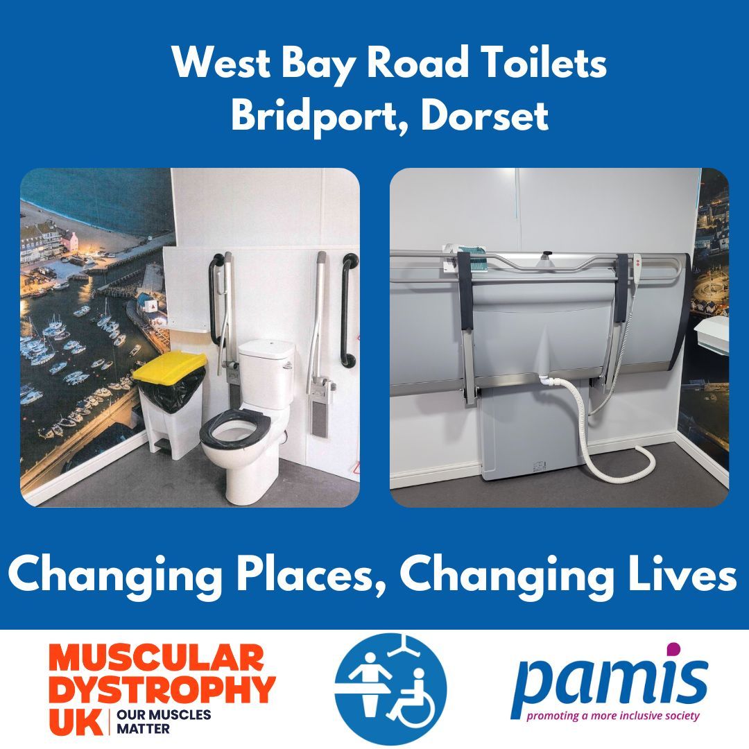 ChangingPlaceUK's tweet photo. A great new registration to start the week, West Bay Toilets, Bridport is now live on the official map: https://t.co/MCP7DJ3nbZ

This #ChangingPlacesToilet has been installed thanks to funding from the @luhc programme.

Great work, @BridportTIC!

#AccessibilityMatters #Inclusion https://t.co/TECaa88ddS