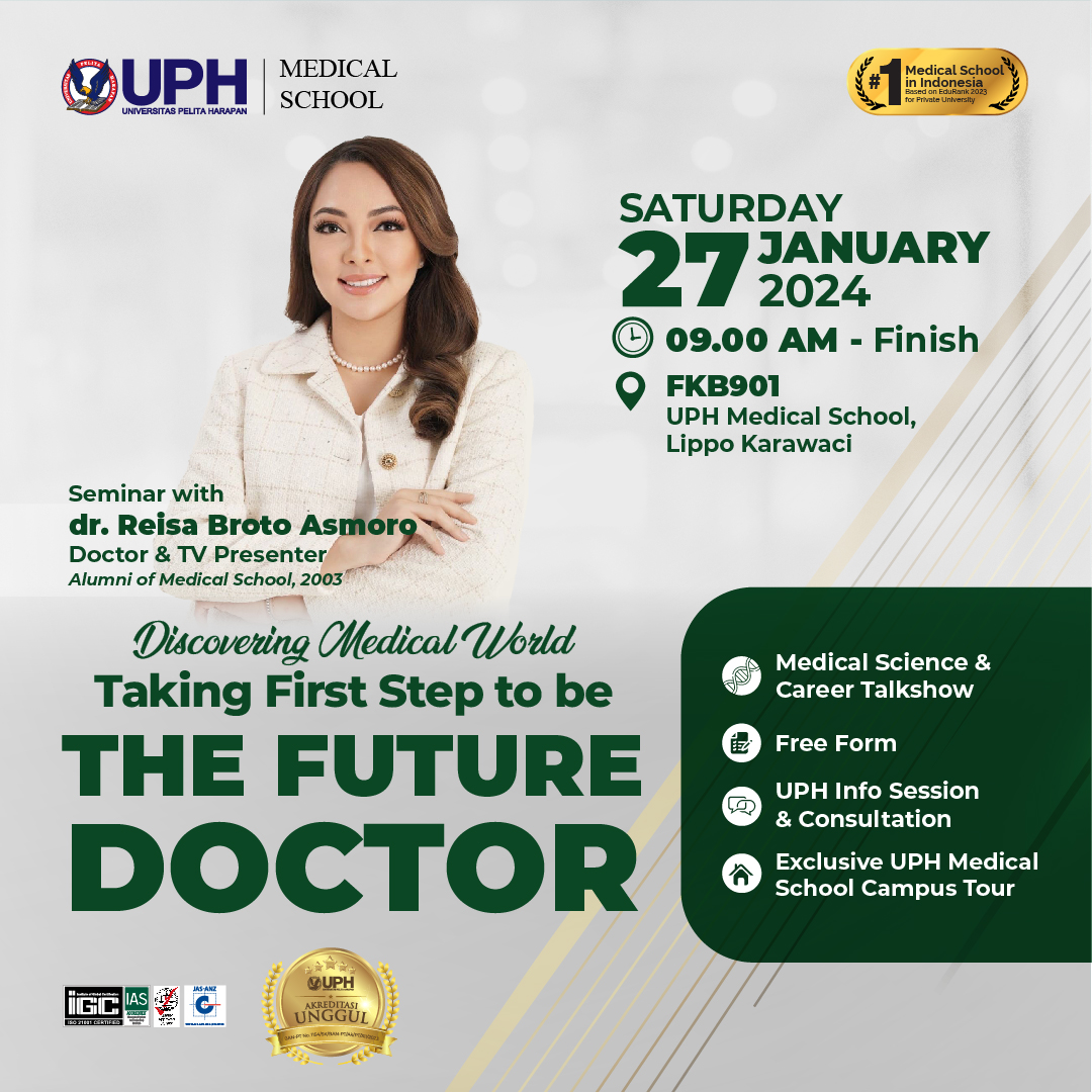 Hi Students!
Yuk datang di acara Open Day FK!
Bakal ada talkshow langsung dengan dr. Reisa Broto Asmoro, campus tour fakultas kedokteran UPH, dan konsultasi langsung mengenai perkuliahan loh!

Daftar sekarang melalui bit.ly/OHMEDSC24