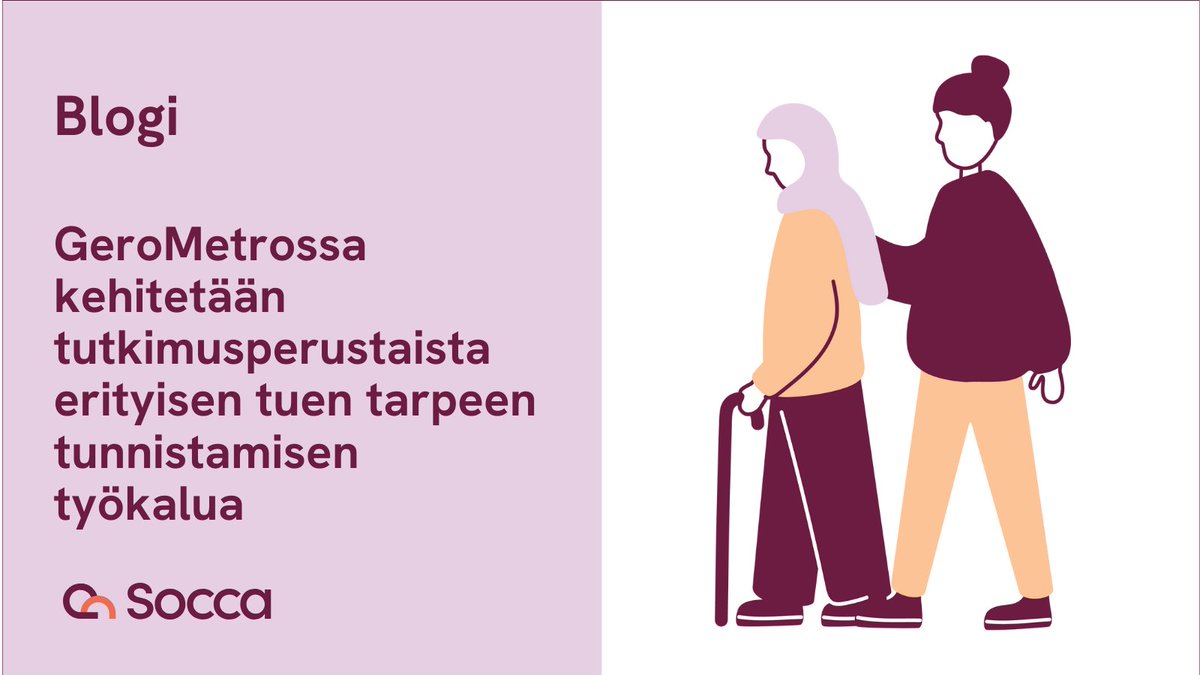 Tutkimusperustaista työkalua ikäihmisten erityisen tuen tarpeen tunnistamiseen kehitetään GeroMetrossa Uudellamaalla. Työkalu auttaa huomaamaan monimutkaiset ja kompleksiset ongelmat ja tuo esiin gerontologisen sosiaalityön tarpeen.

socca.fi/kehittamishank…