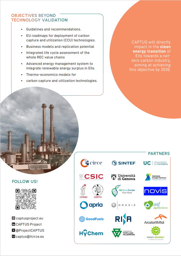 ProjectCAPTUS's tweet image. 📢Breaking news! The @ProjectCAPTUS #flyer is out now. Visit our #Website to find the brand-new brochure and learn more about the project 🌐📰♻️
dev.captusproject.eu/resources/#uag… 
#CAPTUS #CarbonCapture #GreenTechnology #EnergyCarriers #RenewableEnergy