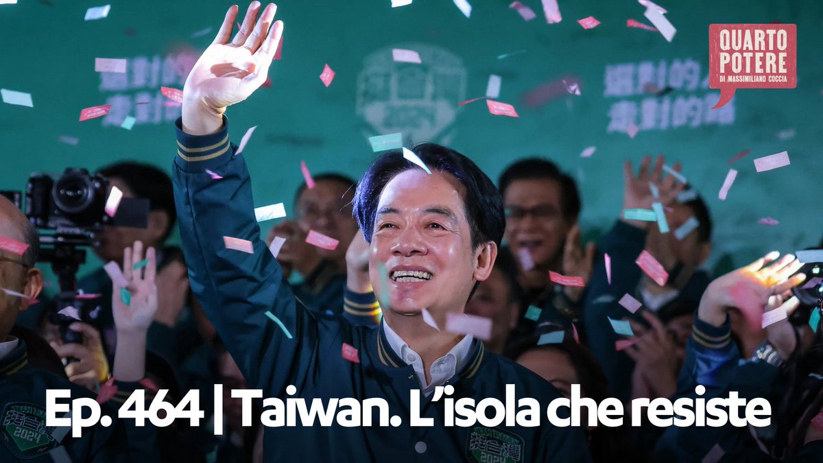 Si sono tenute a #Taiwan le elezioni presidenziali che hanno visto prevalere Lai Ching-te. Cosa cambia? Ascolta il nuovo episodio della rassegna QUARTO POTERE con <a href="/giuliapompili/">Giulia Pompili</a>  e gli editoriali di <a href="/NathalieTocci/">Nathalie Tocci</a>  e <a href="/GianniVernetti/">Gianni Vernetti 🇺🇦🇮🇱</a>. 

ASCOLTA QUI: bit.ly/3BRSCjB