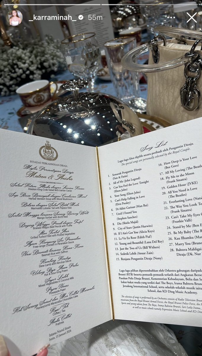 arfdy12's tweet photo. Majlis Santapan Diraja, Pengiran Muda ‘Abdul Mateen Bolkiah dan Pengiran Anak Isteri Anisha Rosnah Adam

The Royal Couple :           The Royal Menu : https://t.co/Lvo35deUQy