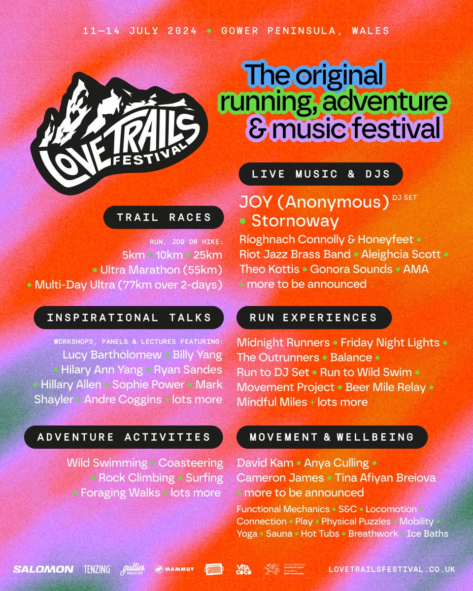 Jennyvscott's tweet photo. Love Trails Festival announces line-up for 4days of action-packed run experiences, trail races, music, talks, workshops, adventure activities, films, movement &amp; wellbeing classes- set in the Gower, South Wales

MEDIA- DM FOR MORE INFO
#run #running #journorequest #prrequest https://t.co/bCNo8AaiM8