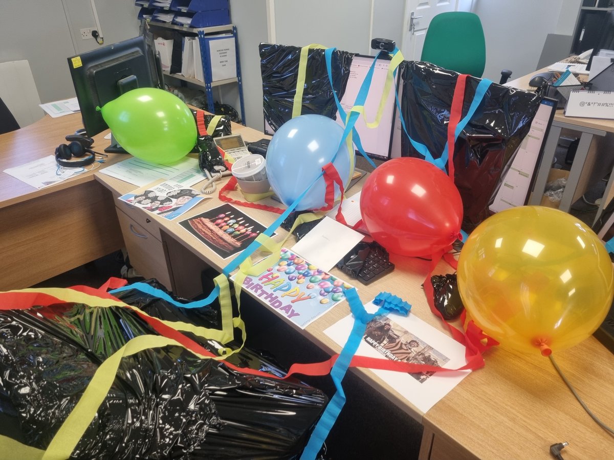 ScarecrowGroup_'s tweet photo. We’re celebrating an office birthday here at Scarecrow today. Nathan Wood, Senior Technical Sales Support, had a little surprise when he arrived at his desk. Happy birthday Nathan! #HappyBirthday #ScarecrowGroup https://t.co/pHrcxBm43E