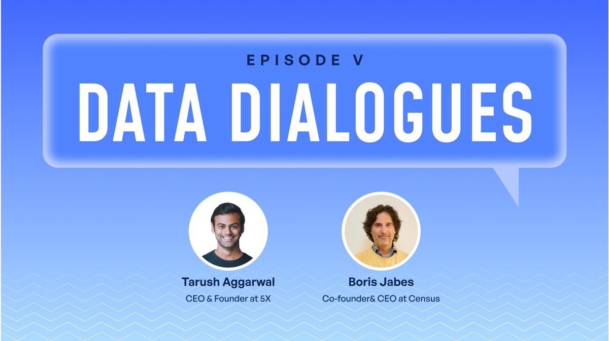 DataWith5X's tweet photo. New Data Dialogue Alert! Episode 5 is here, featuring the mastermind behind @census, @borisjabes.

From decoding the evolution of data strategies to spilling the beans on Census's role in shaping businesses, this one's a must-listen!

Tune in now - https://t.co/e1eoXZgT35 https://t.co/4iN3msKwaW