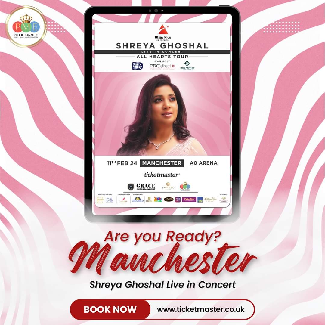 sach_shukla's tweet photo. Manchester - Get ready to be mesmerized by @shreyaghoshal soulful voice! The Biggest Bollywood Concert of 2024 is here, and tickets are live on Ticketmaster
Sunday, 11th of February 2024 - @AOArena Manchester. π
@PMEWorld #Graceentertainment Empreo Events @desium https://t.co/XfqbWBl0Ui